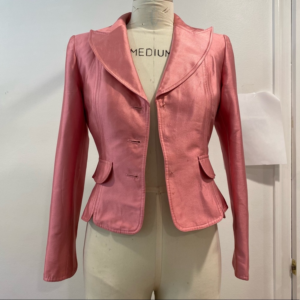 Kay Unger New York Blazer Shiny Pink Silk